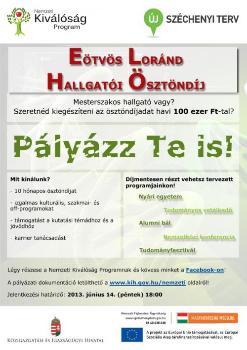 Eötvös Loránd Hallgatói Ösztöndíj plakát