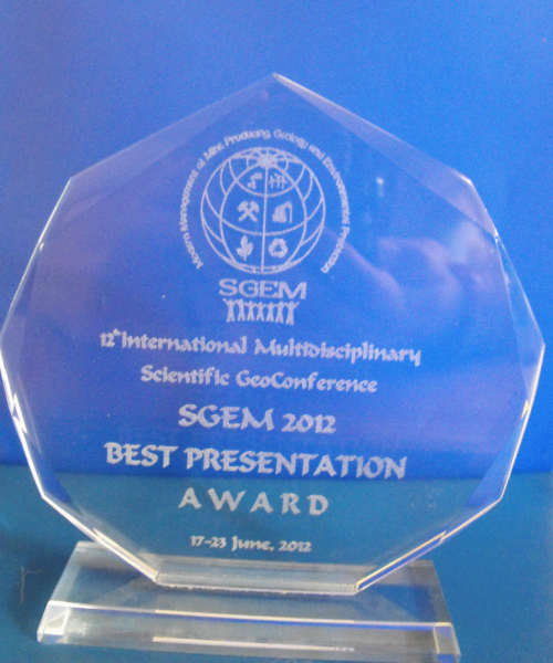 Legjobb előadó díj - SGEM 2012